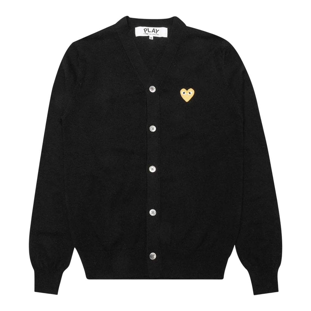 Club21 - COMME des GARCONS PLAY - V-Neck Cardigan Gold Emblem Unisex - CARDIGANS - Black