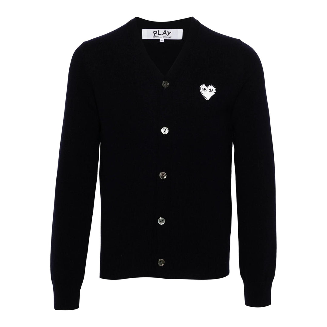 Club21 - COMME des GARCONS PLAY - White Emb Cardigan Unisex - CARDIGANS - Black