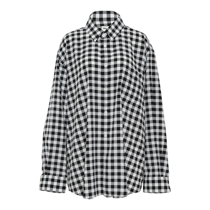 Club21 - COMME des GARCONS - Polyester Crepe De Chine Check Blouse - BLOUSES - Black