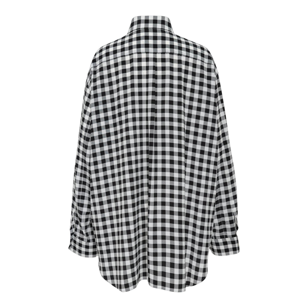 Club21 - COMME des GARCONS - Polyester Crepe De Chine Check Blouse - BLOUSES - Black