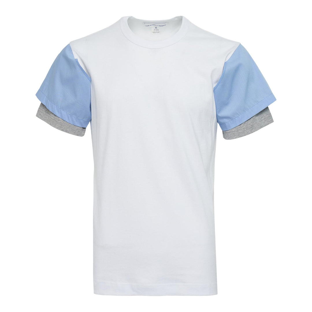 Club21 - COMME des GARCONS SHIRT - Cotton Plain Jersey Multi-Sleeve Polo Shirt - TEES - White