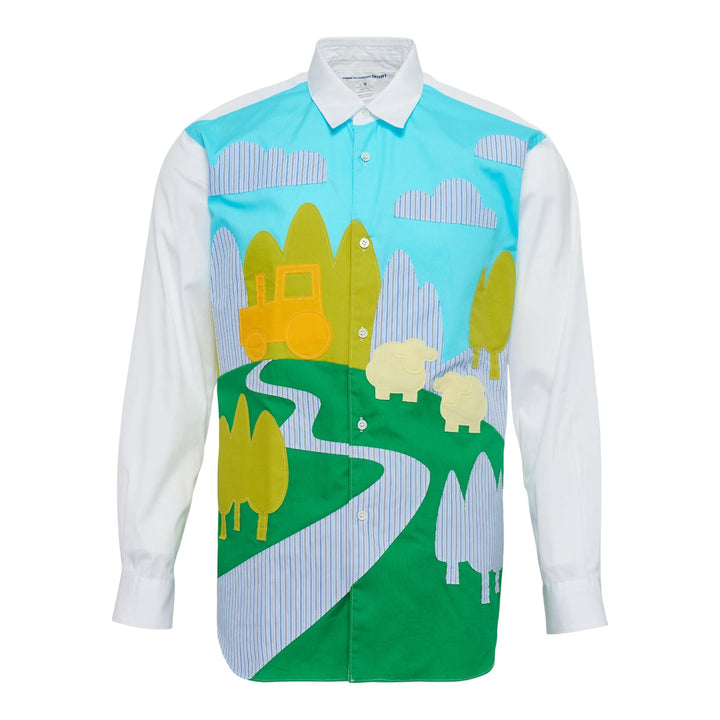 Club21 - COMME des GARCONS SHIRT - Cotton Plain Poplin Pattern Long Sleeve Shirt - SHIRTS - White