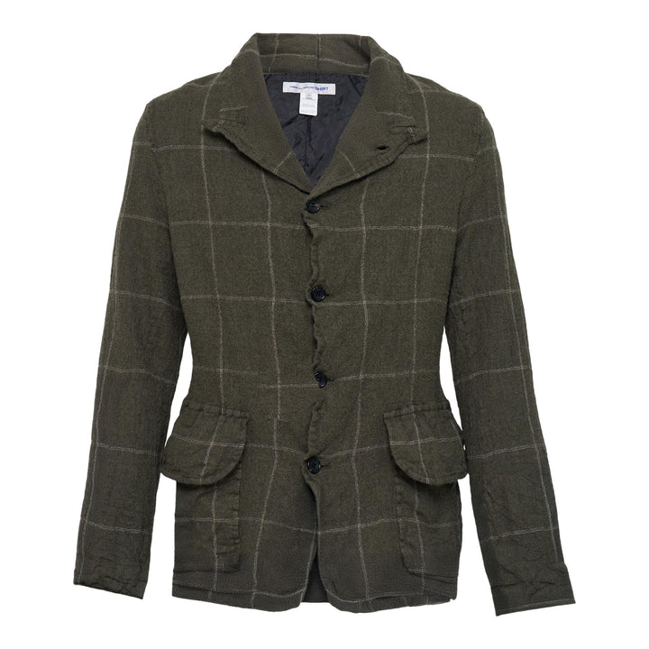 Club21 - COMME des GARCONS SHIRT - Wool Windowpane Check Jacket - JACKETS - Khaki