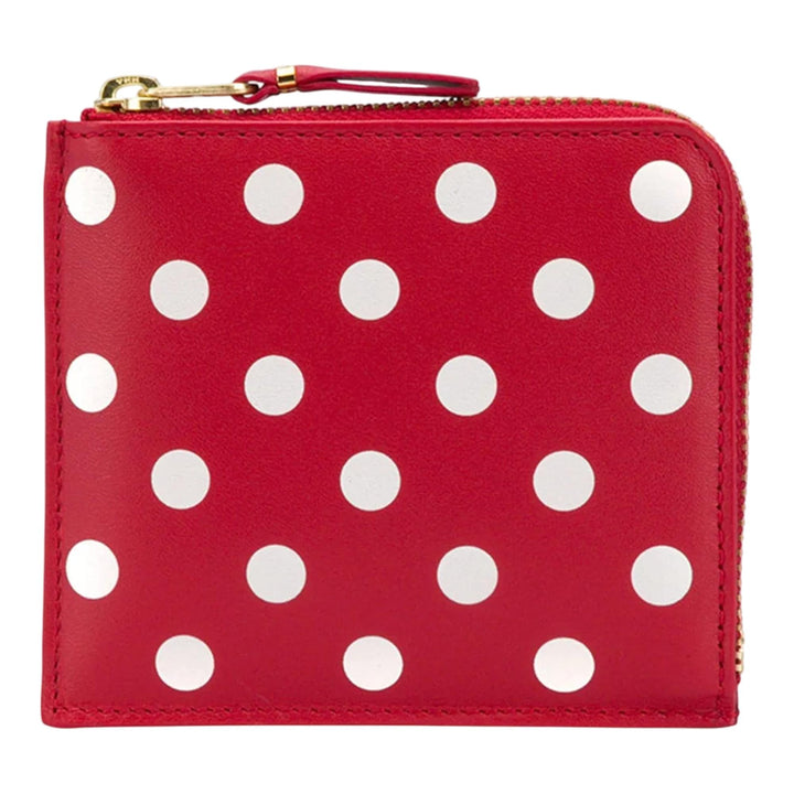 Club21 - COMME des GARCONS WALLET - Dots Printed L-Shape Zip Wallet - ZIP ARD WALLETS - Red