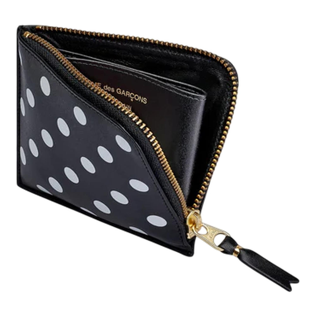 Club21 - COMME des GARCONS WALLET - Dots Printed Leather Wallet - WALLETS - Black