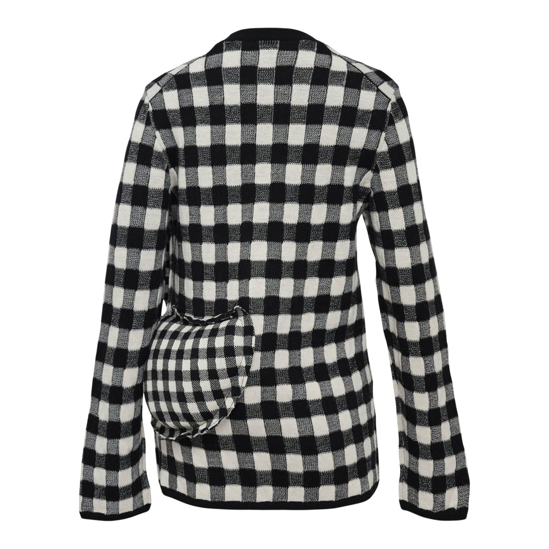 Club21 - COMME des GARCONS - Worsted Wool Jacquard Gingham Knit Top - KNIT TOPS - Black