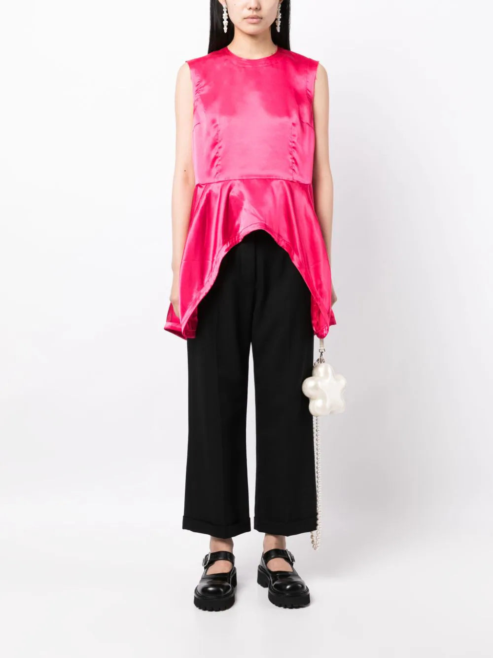 COMME des GARCONS-Sleeveless Falbala Blouse-Pink-2