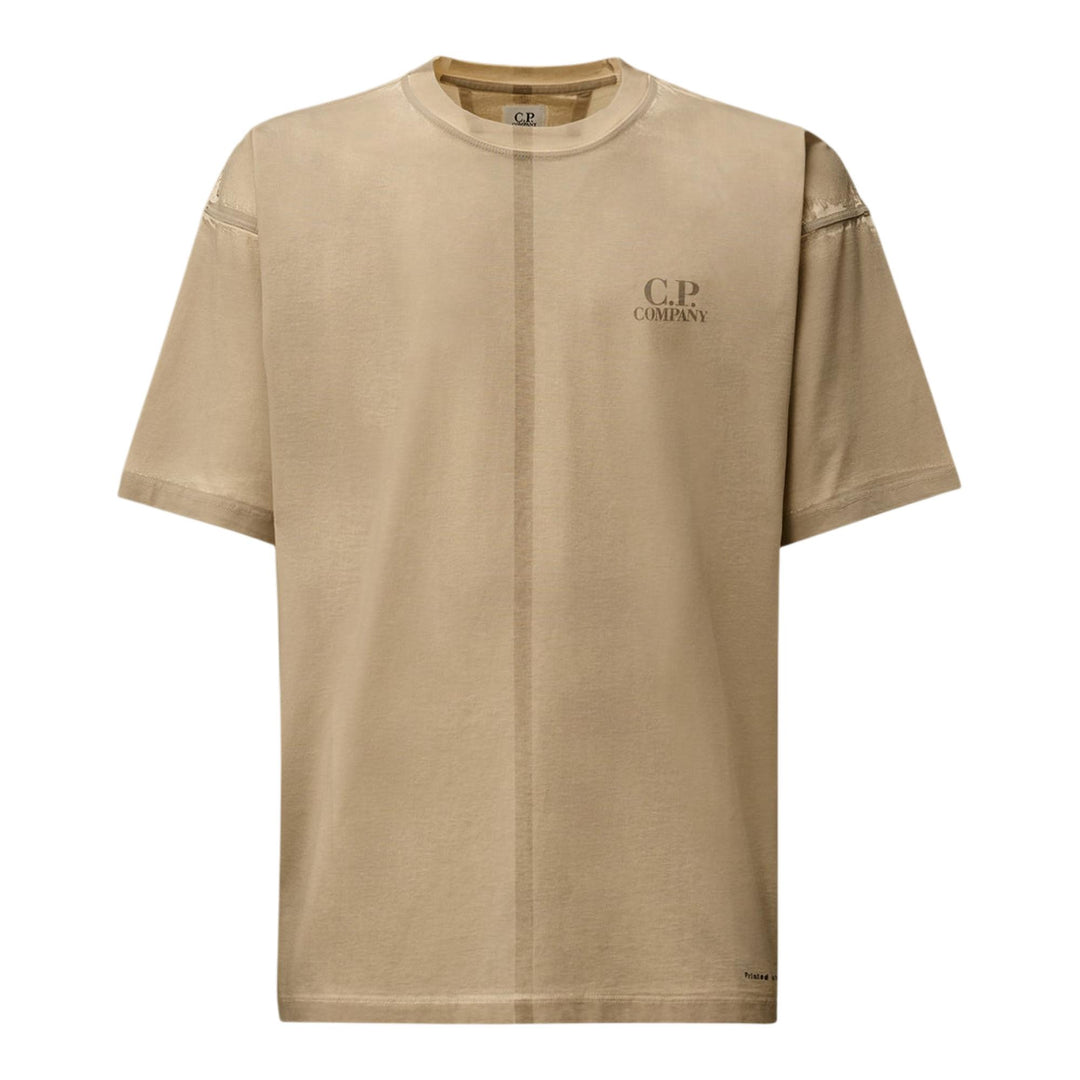 Club21 - C.P. Company - Jersey Short Sleeve Printed Logo T-Shirt - TEES - Beige