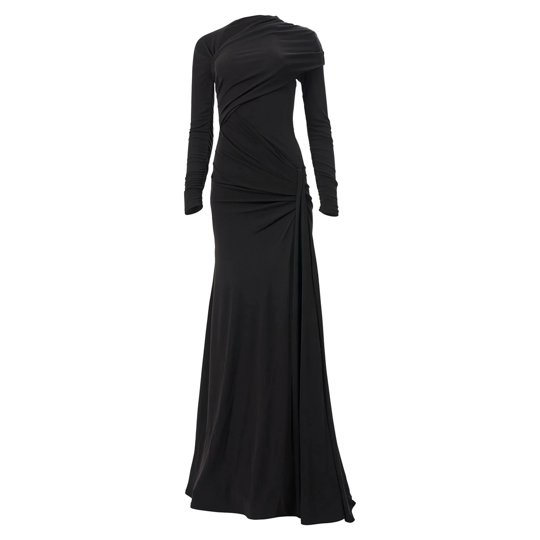 Long Sleeve Draped Gown
