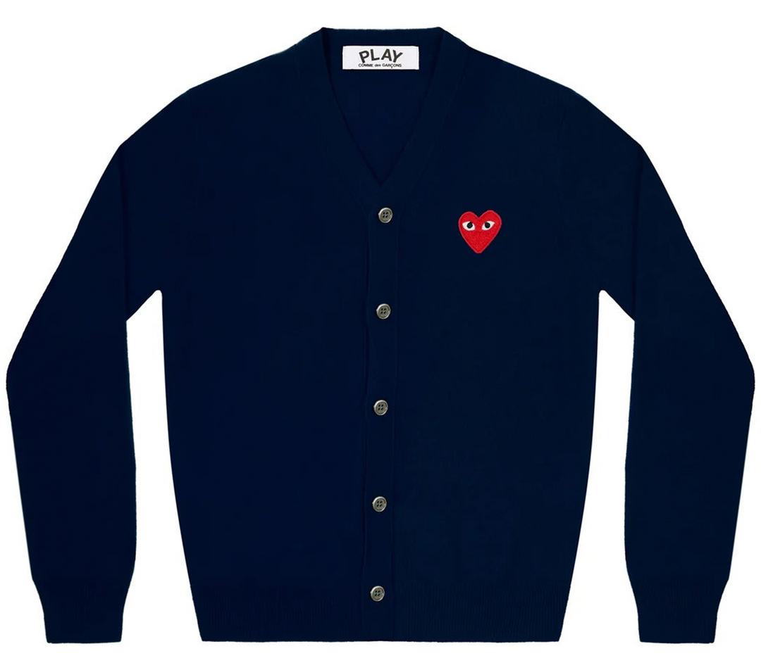 Comme Des Garcons Play Red Emblem Cardigan Men Navy 1