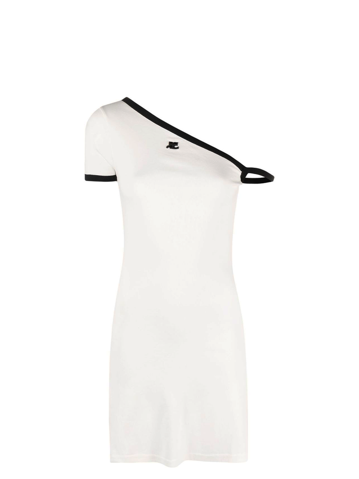 Courreges Asymetrical Contrast Dress White 1