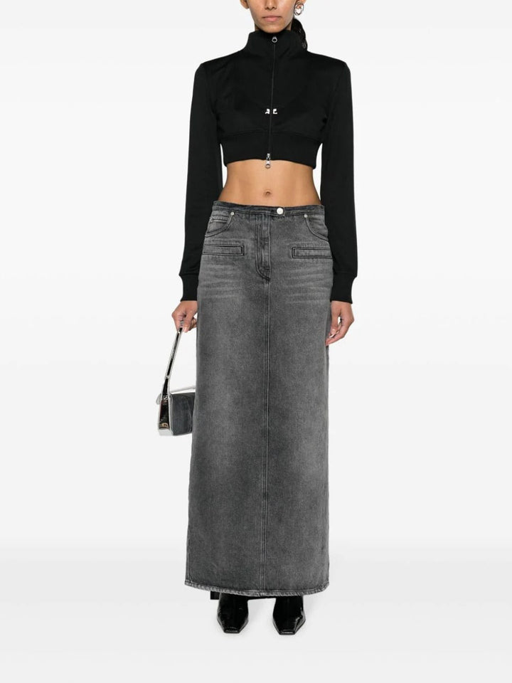 Courreges-Heritage-Stone-Denim-Long-Skirt-Grey-2