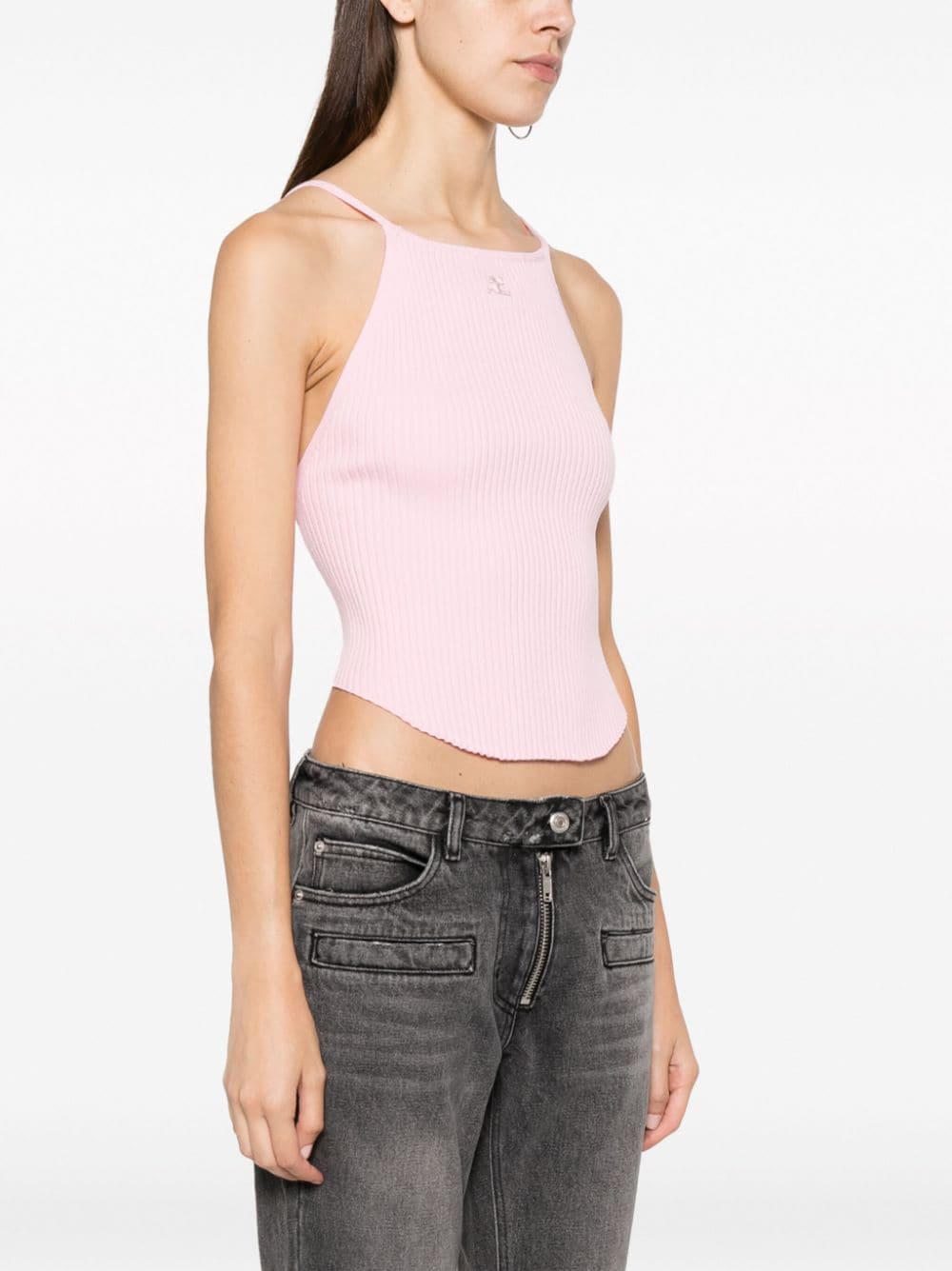 Courreges-Holistic-Rib-Knit-Tank-Top-Pink-3