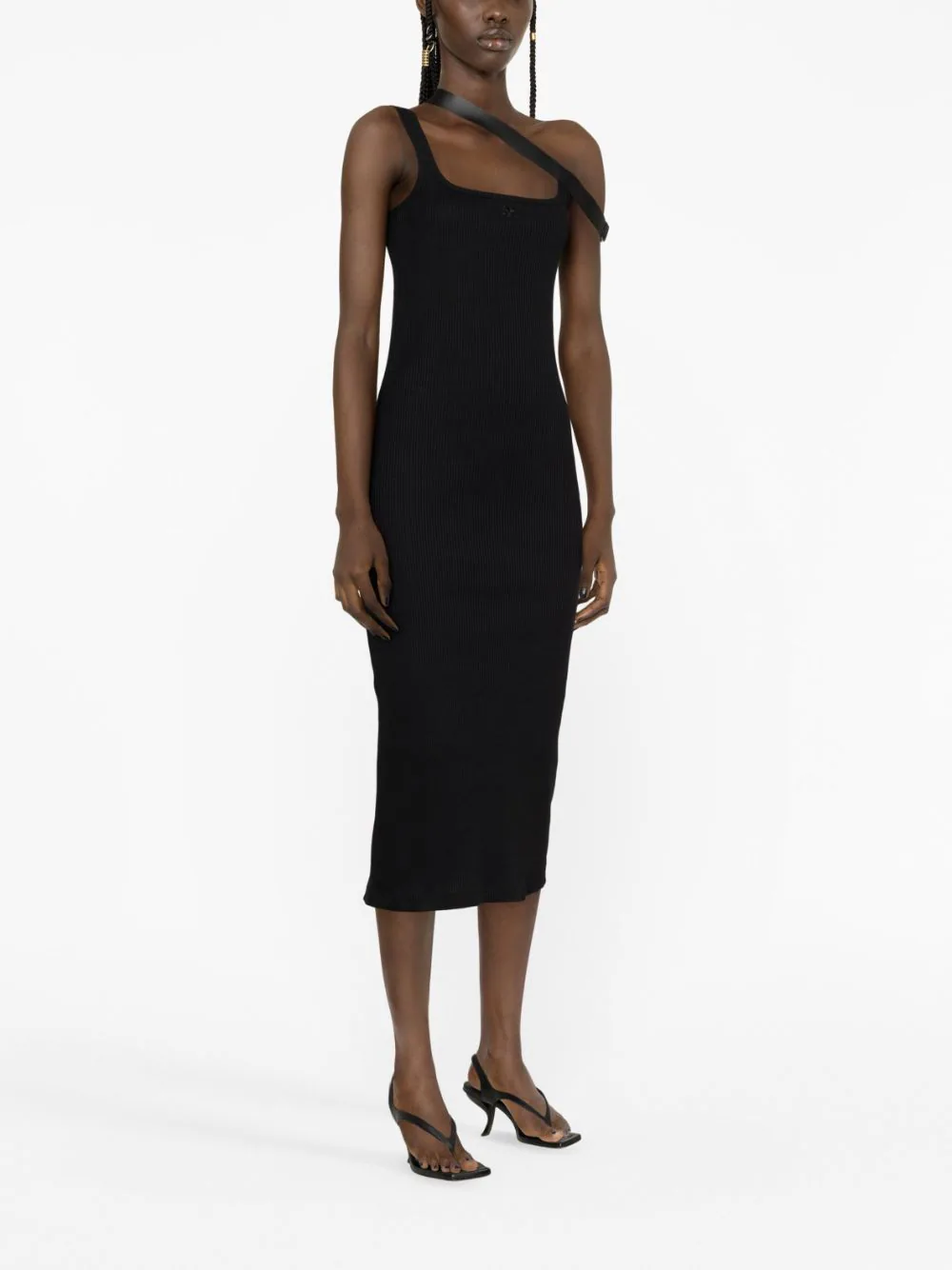 Courreges-Strap-Biais-90 ??s-Rib-Dress-Black-4