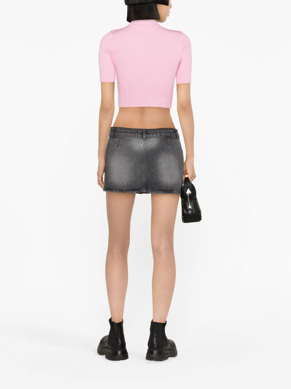 Courreges-Trucker-Black-Denim-Mini-Skirt-Grey-4