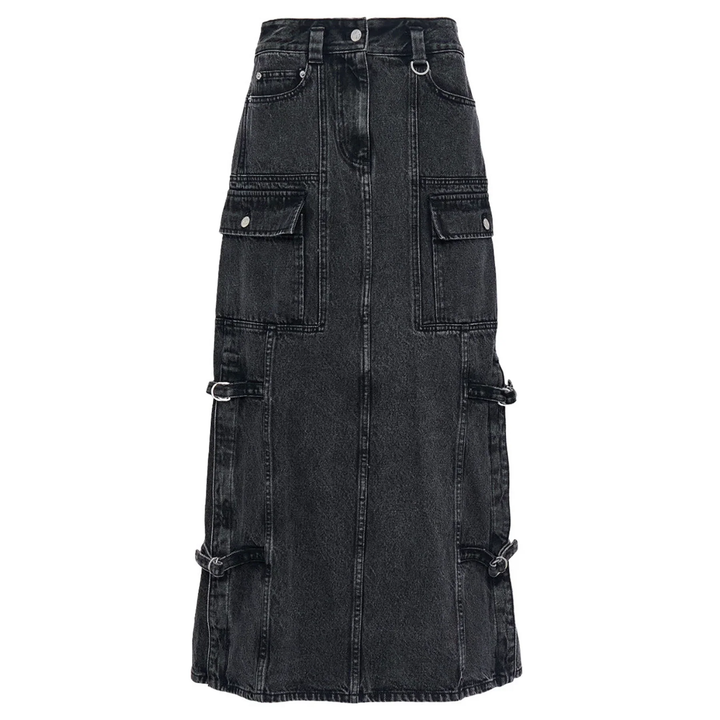 Denim Utility Maxi Skirt