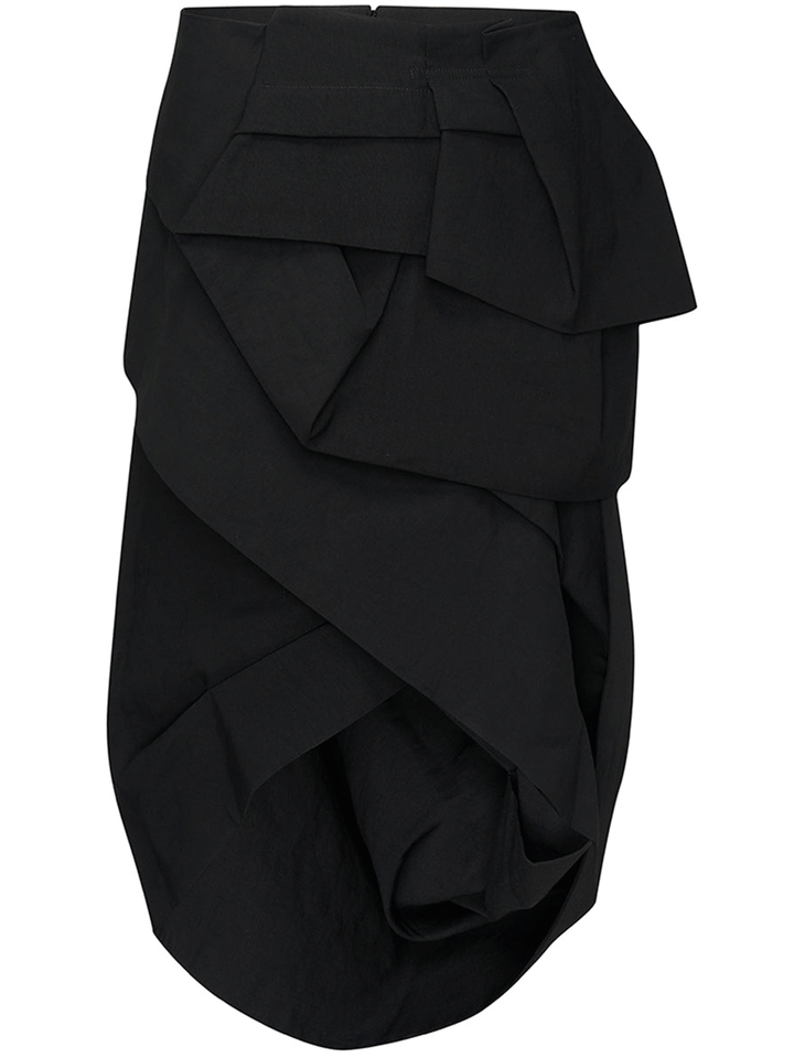 Dries-Van-Noten-Linen-Cotton-Ottoman-Draped-Skirt-Black-1