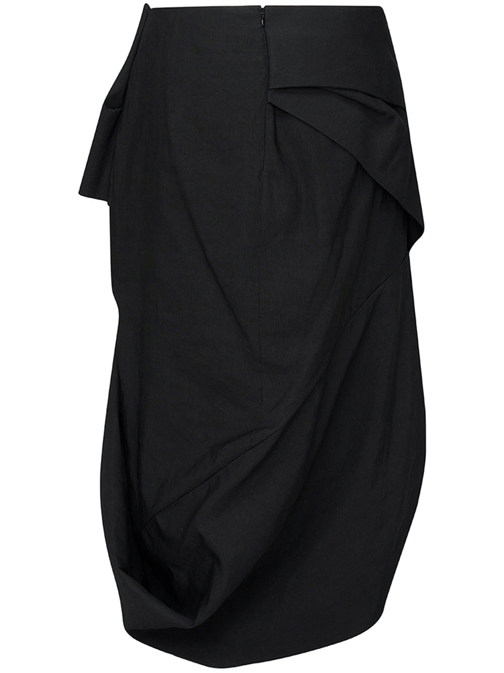 Dries-Van-Noten-Linen-Cotton-Ottoman-Draped-Skirt-Black-2