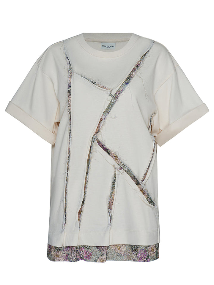     Dries-Van-Noten-T-Shirt-With-Raw-Edge-Seams-Tow-Beige-1