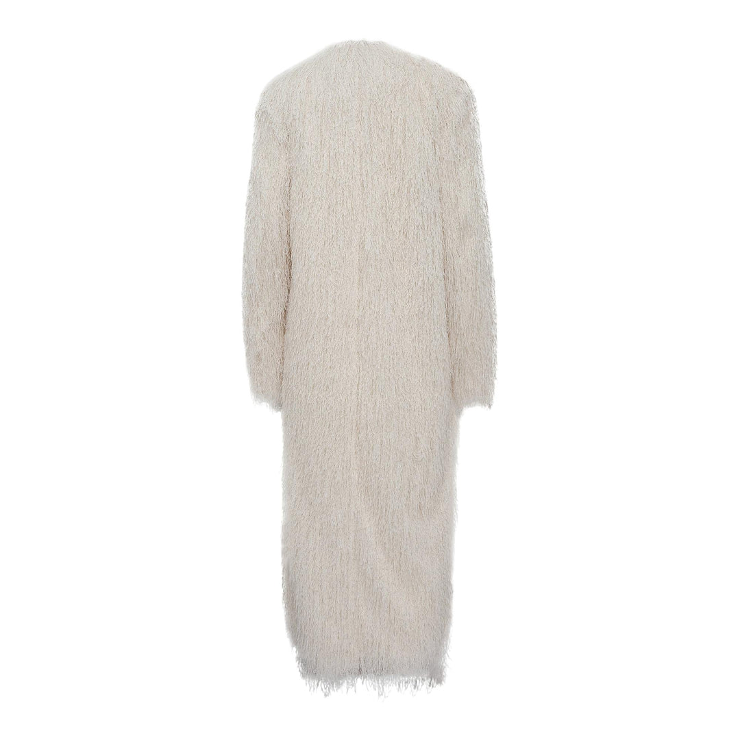 Club21 - Dries Van Noten - Long Collarless Coat With Lace - COATS - White
