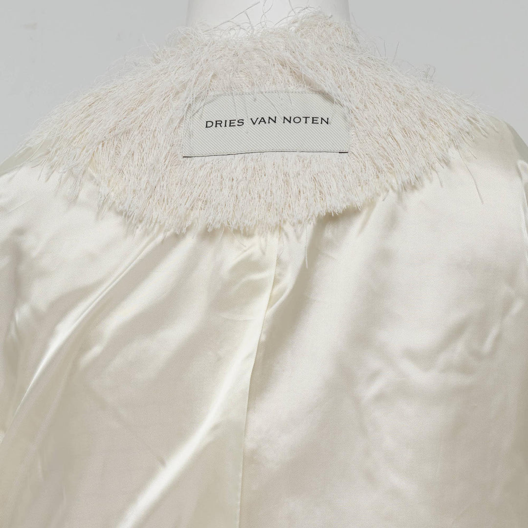 Club21 - Dries Van Noten - Long Collarless Coat With Lace - COATS - White