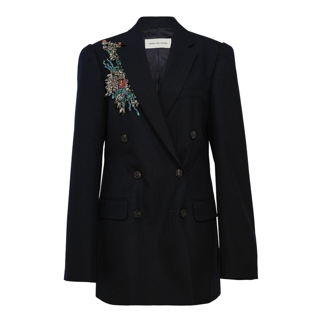 Club21 - Dries Van Noten - Waisted Double Breasted Blazer - JACKETS - Navy