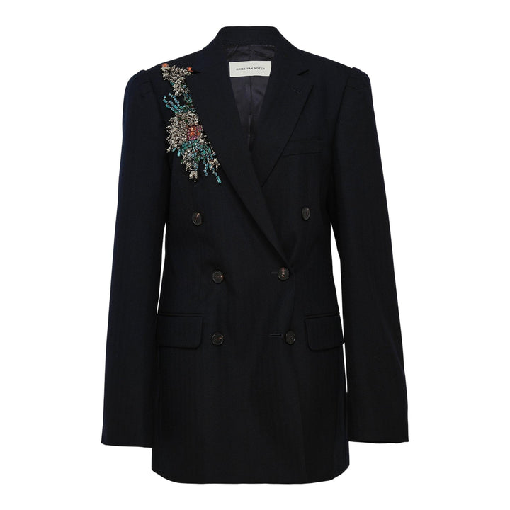 Club21 - Dries Van Noten - Waisted Double Breasted Blazer - JACKETS - Navy