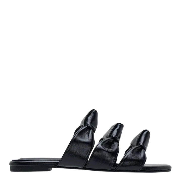 Black Leather Slide Sandals