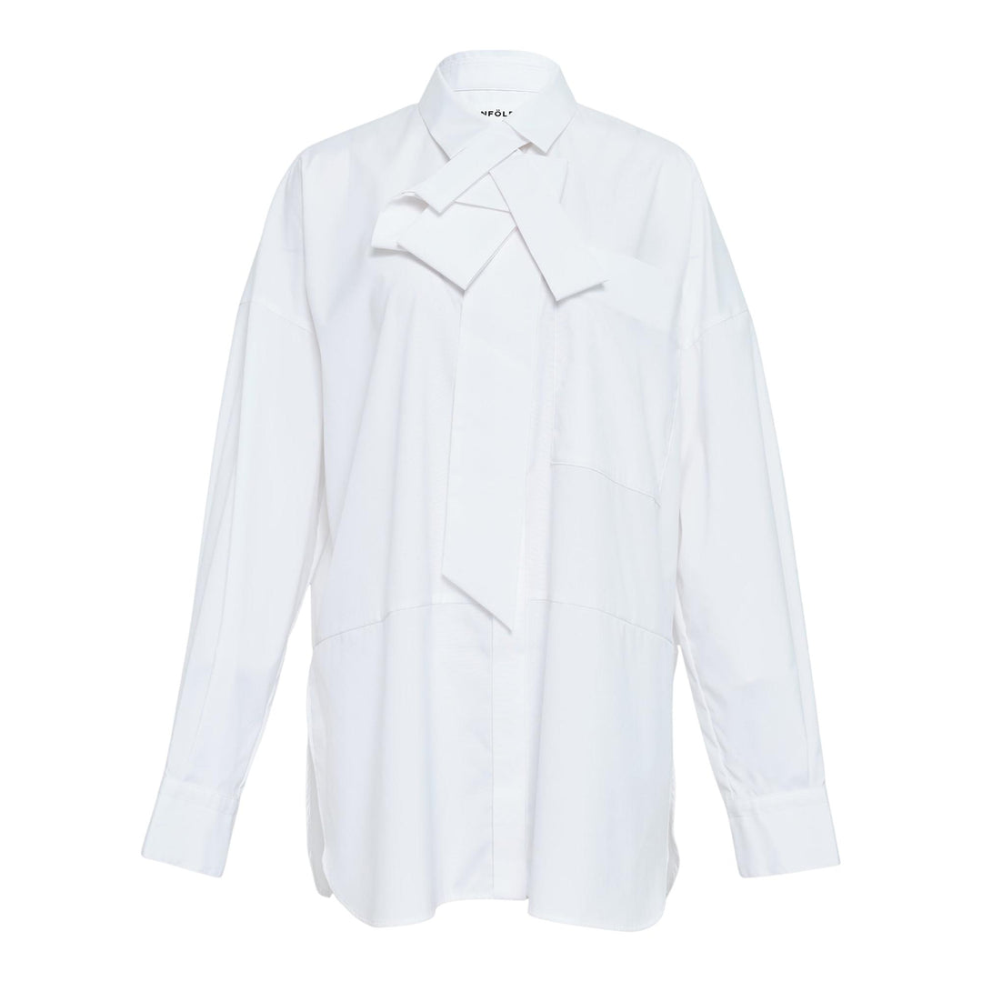 Club21 - ENFOLD - Asymmetrical Bow-Tie Shirt - BLOUSES - White
