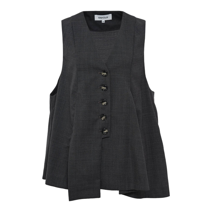 Club21 - ENFOLD - Charcoalgray Flared Vest - VESTS - Charcoal