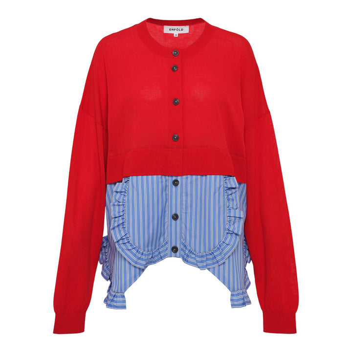 Club21 - ENFOLD - Frilly Bottom Cardigan - CARDIGANS - Red
