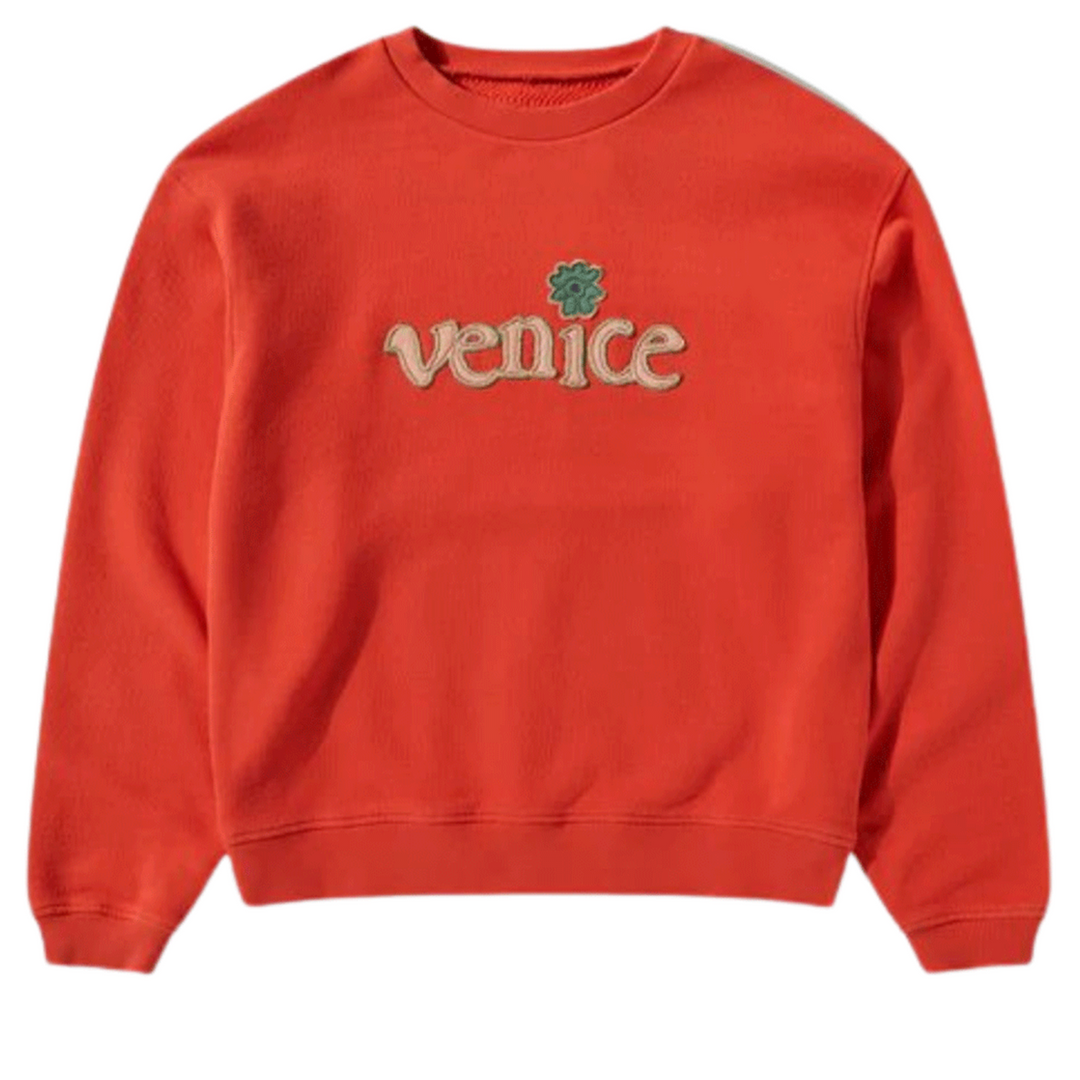 남성 레드 베니스 크루넥 니트 스웨트셔츠