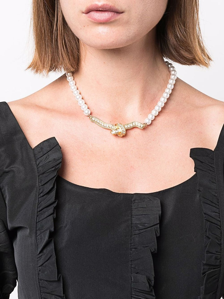 Erdem Crystal Knot Necklace Gold 2