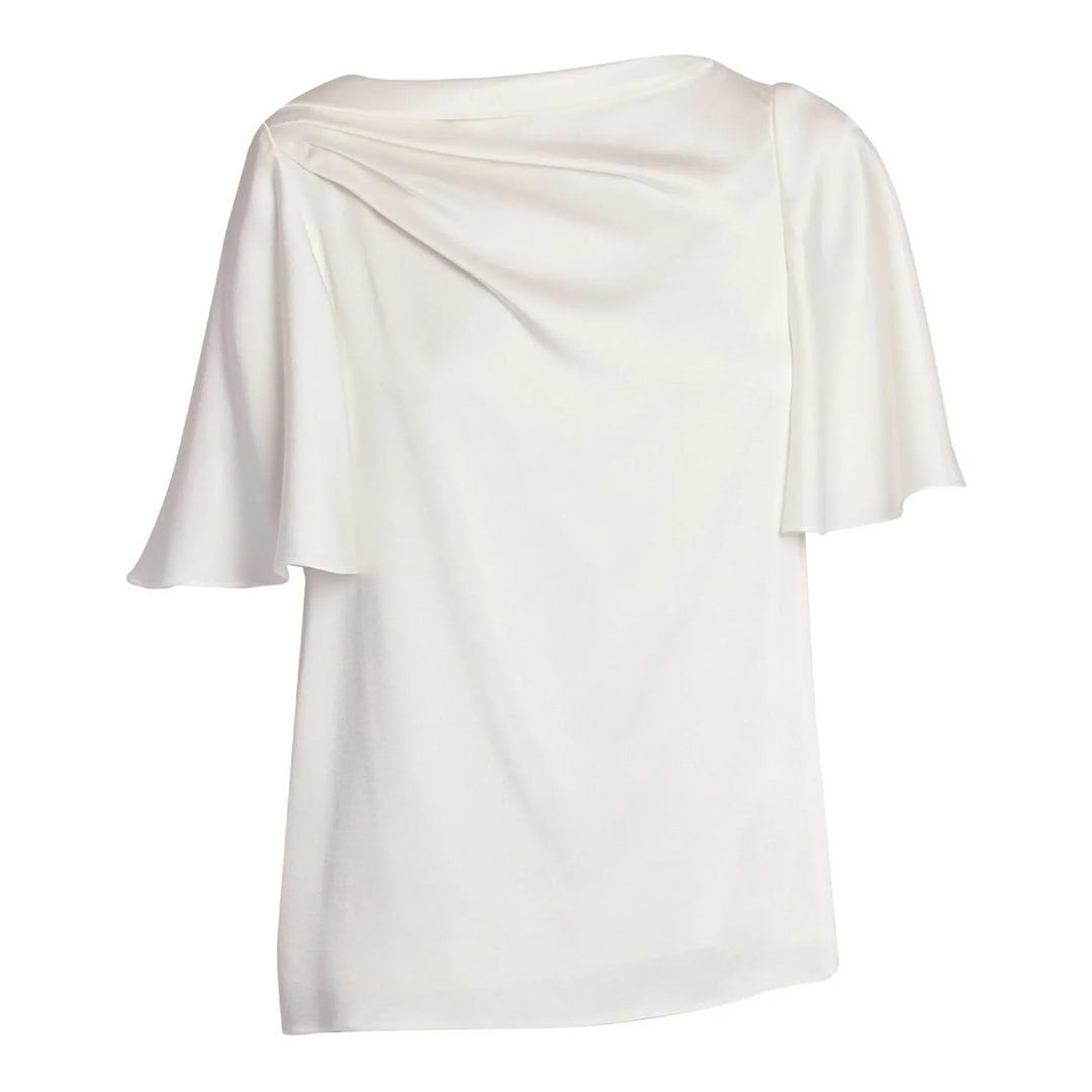 Draped Short Sleeve Top Satin