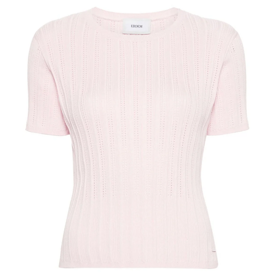 Short Sleeve Crew Neck Knit Top