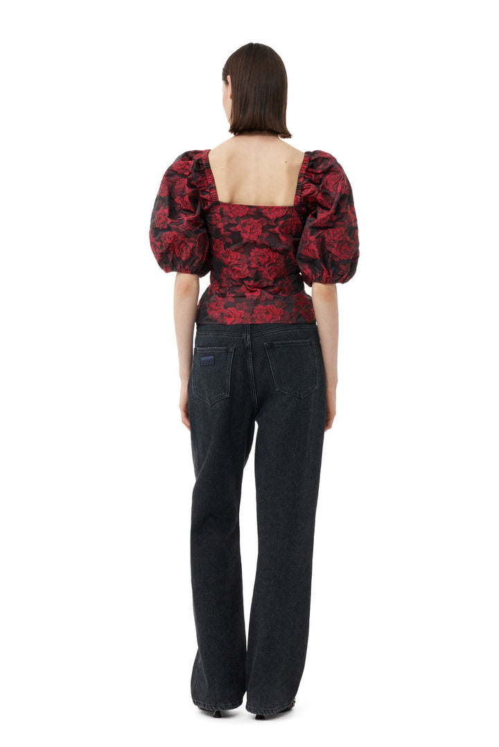 Botanical Jacquard Fitted Blouse