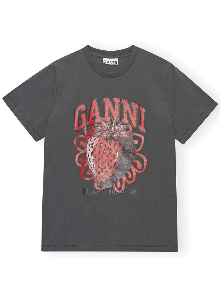 GANNI-Basic-Jersey-Strawberry-Relaxed-T-Shirt-Grey-1