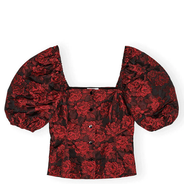 Botanical Jacquard Fitted Blouse