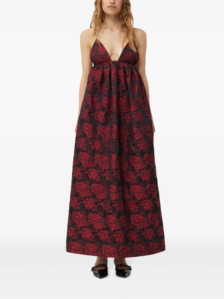 GANNI-Botanical-Jacquard-Long-Strap-Dress-Red-2