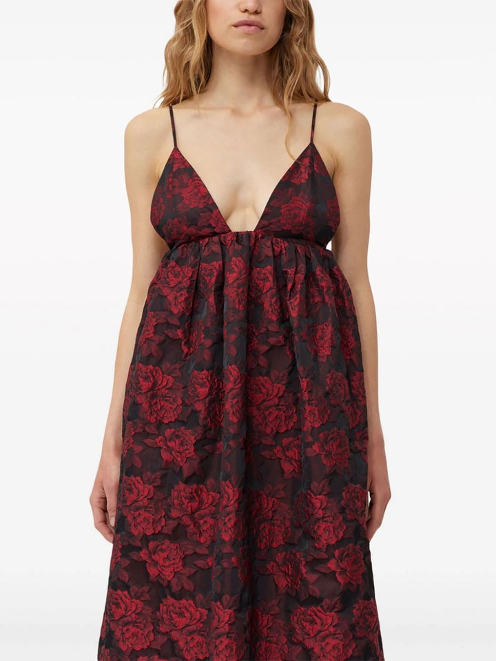 GANNI-Botanical-Jacquard-Long-Strap-Dress-Red-5