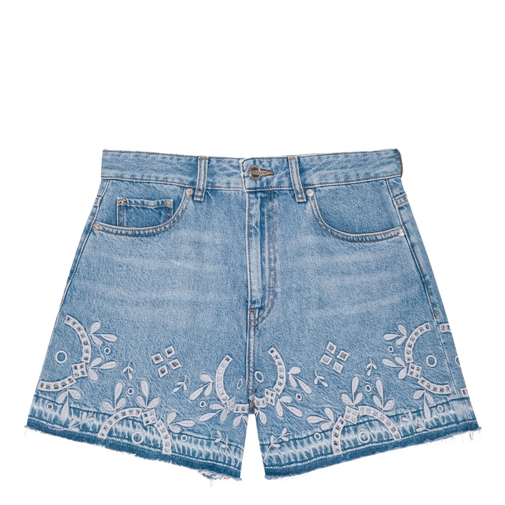 Broderie Anglaise Denim Shorts
