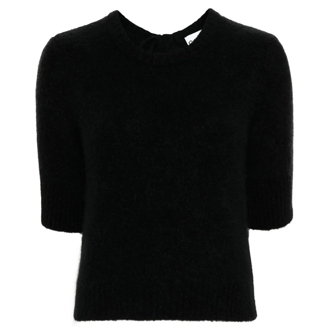 브러시드 알파카 오픈백 탑