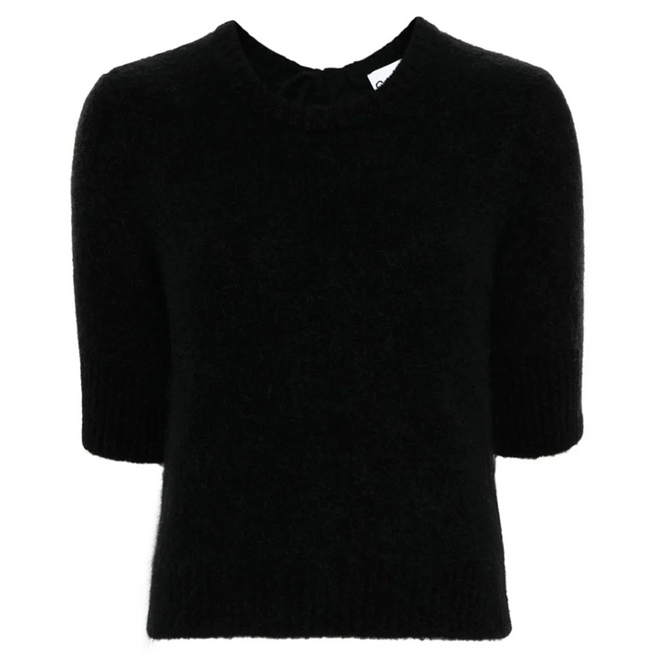 브러시드 알파카 오픈백 탑