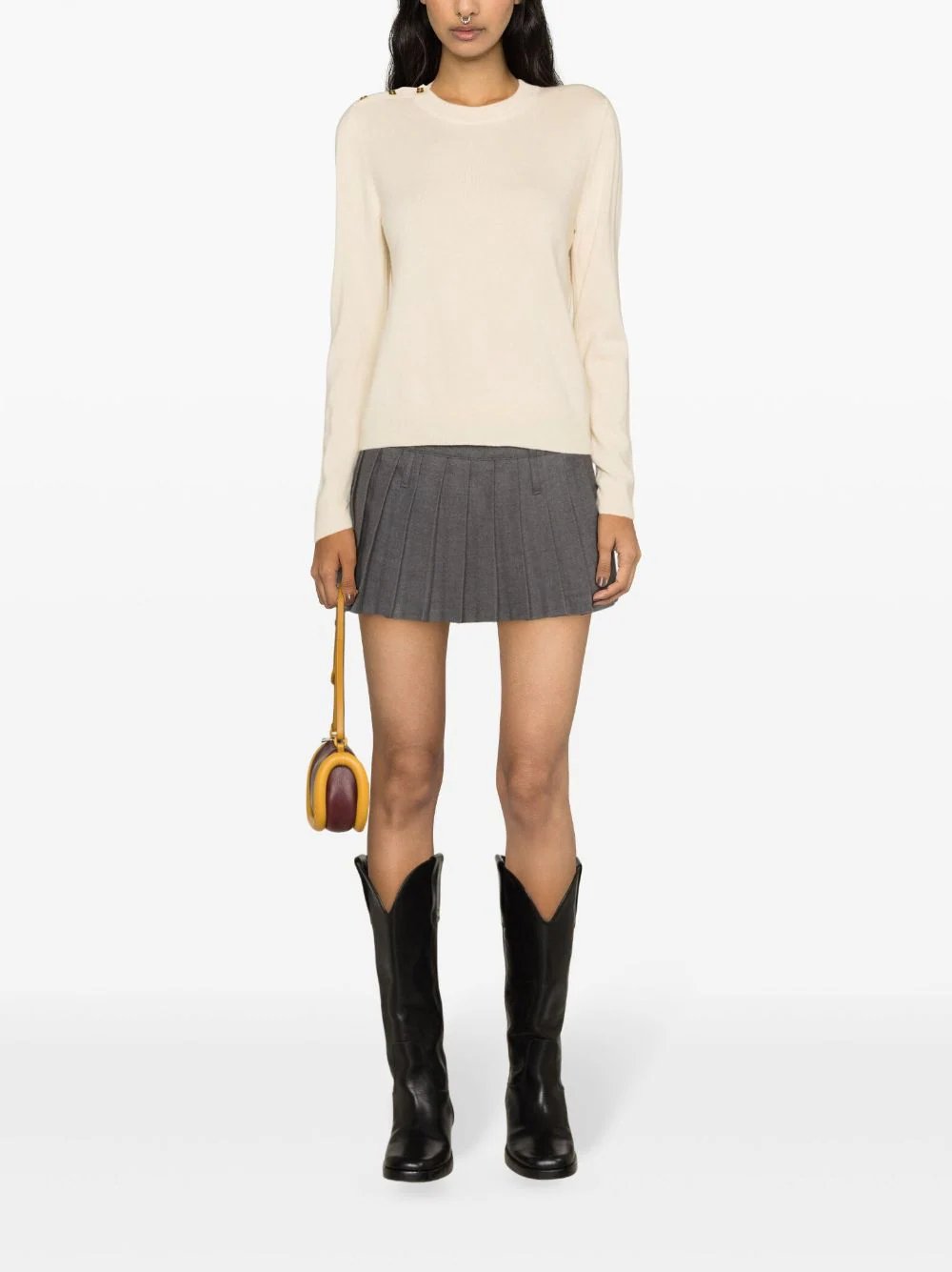 GANNI-Cashmere-Mix-O-Neck-Pullover-Beige-2