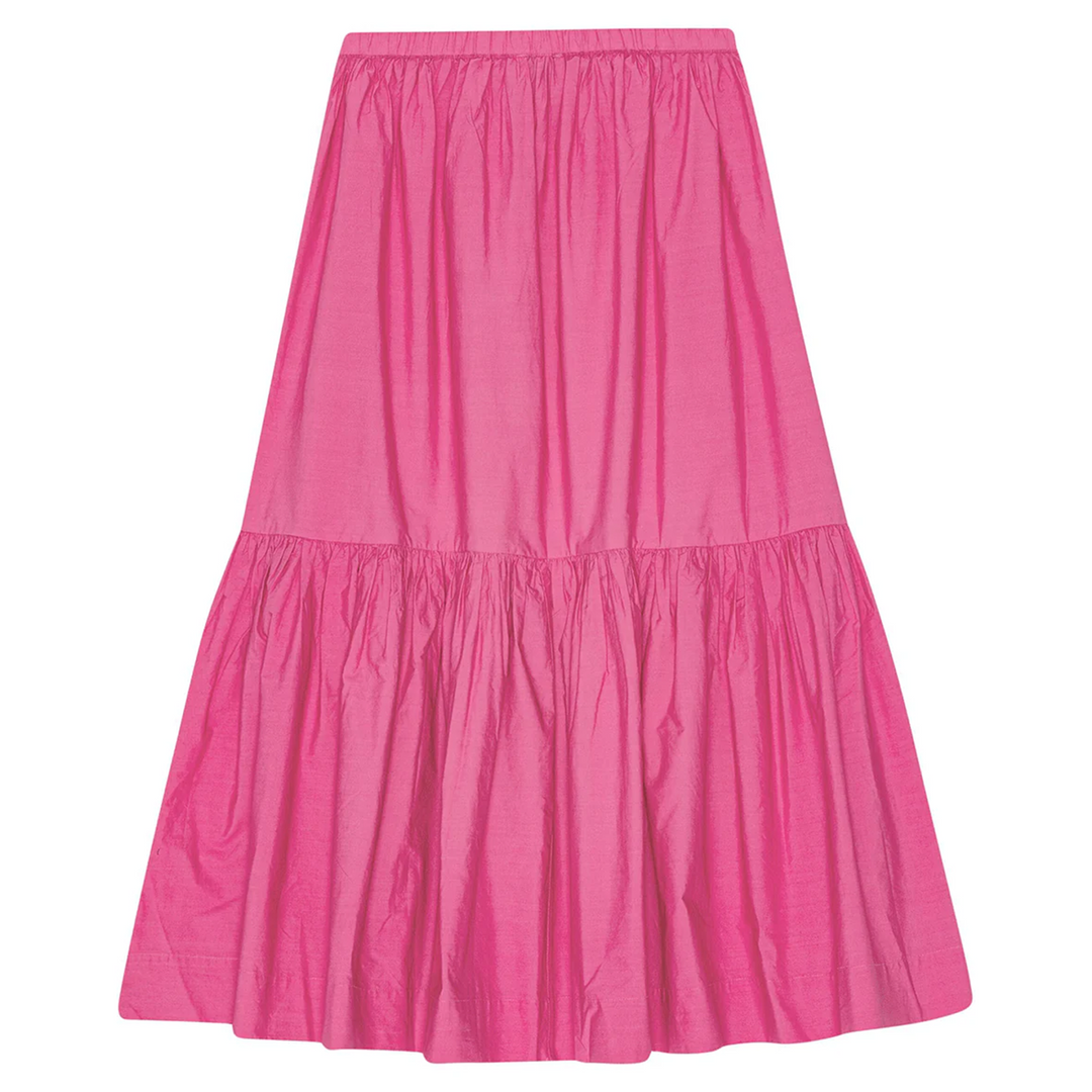 Cotton Poplin Long Flounce Skirt