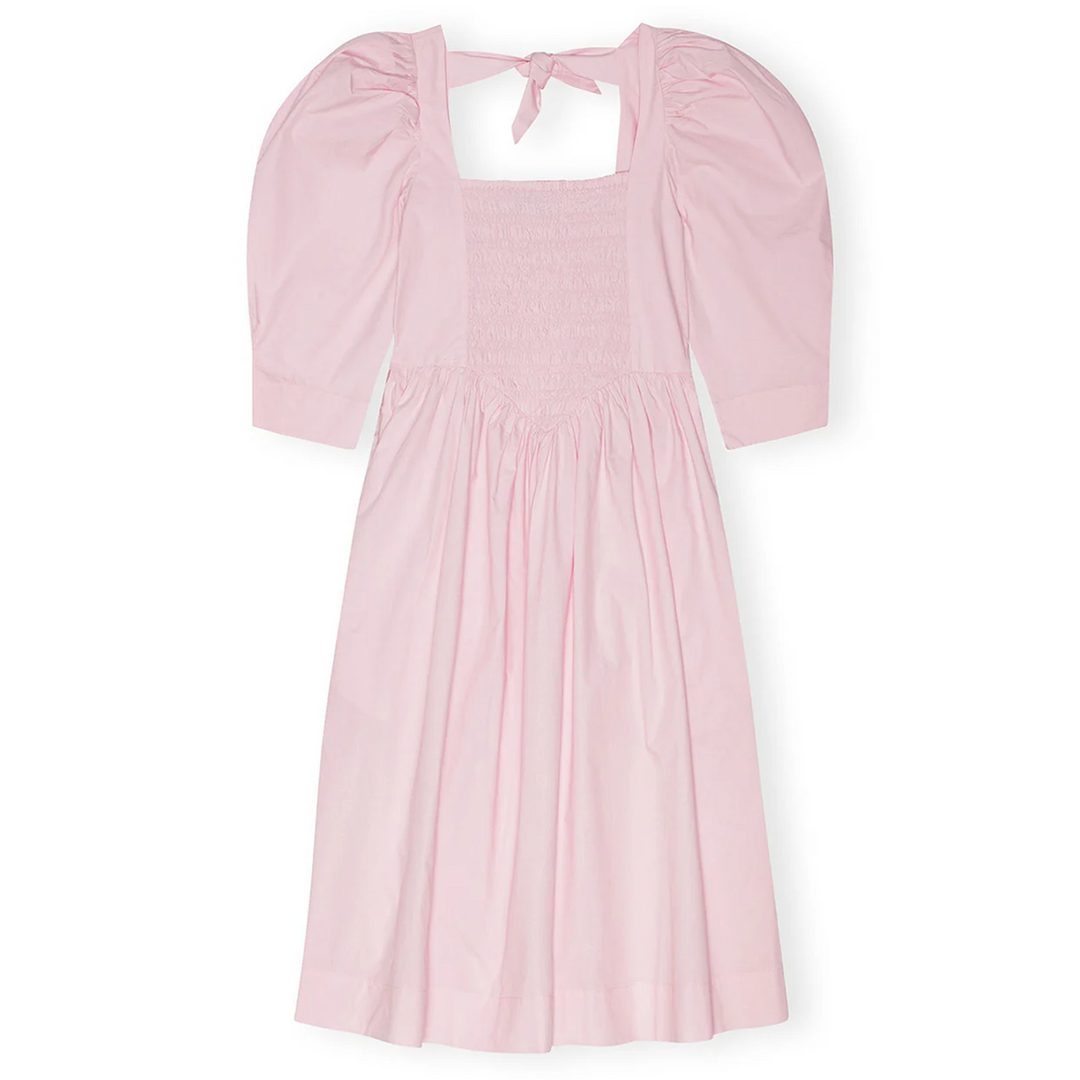 Cotton Poplin Open Neck Smock Dress