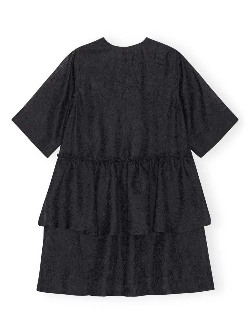 GANNI-Crinkled-Georgette-Flounce-Mini-Dress-Black-6