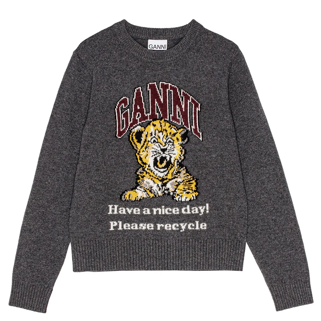 Graphic Wool Mix Tiger Crewneck Sweater