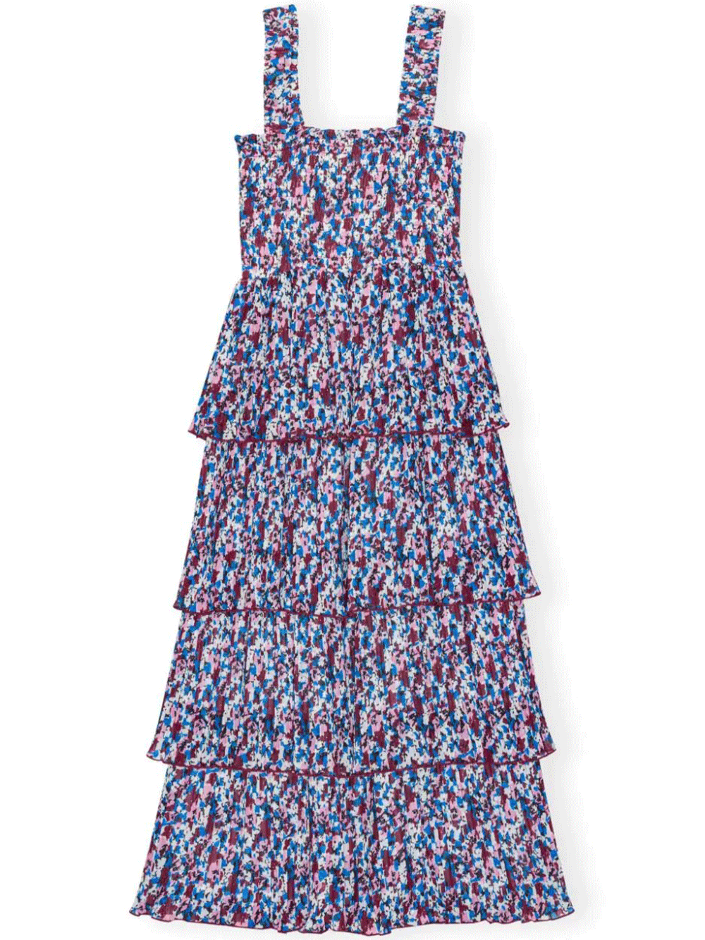 GANNI-Pleated-Georgette-Flounce-Smock-Dress-Multi-2