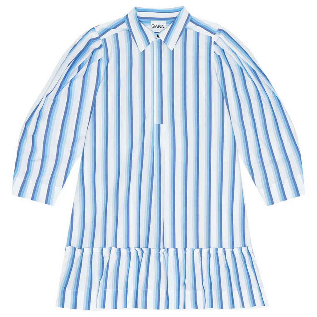 Stripe Cotton Mini Shirt Dress